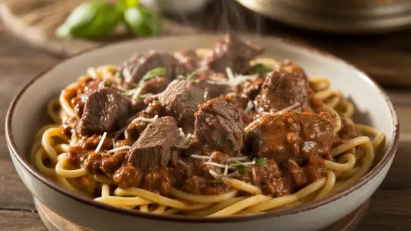 Macarrão com Carne que Derrete na Boca